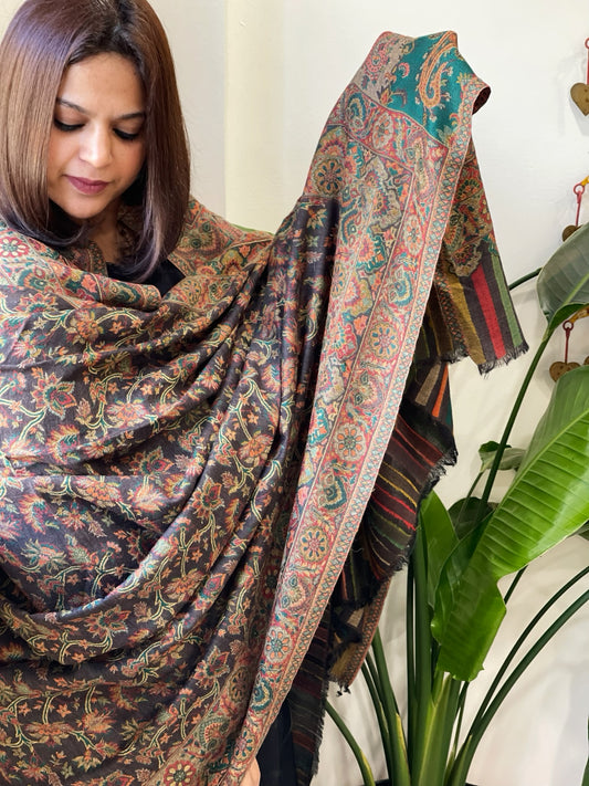 Cola Brown Woven Kaani Jaal Pashmina Shawl