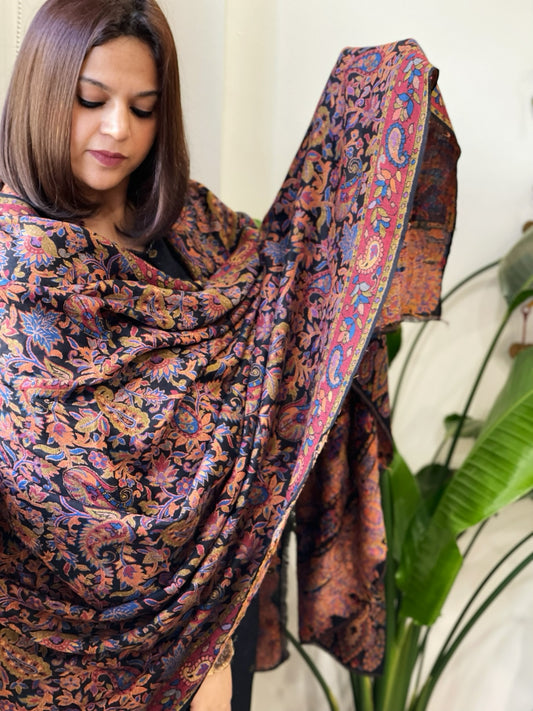 Black Woven Kaani Jaal Pashmina Shawl