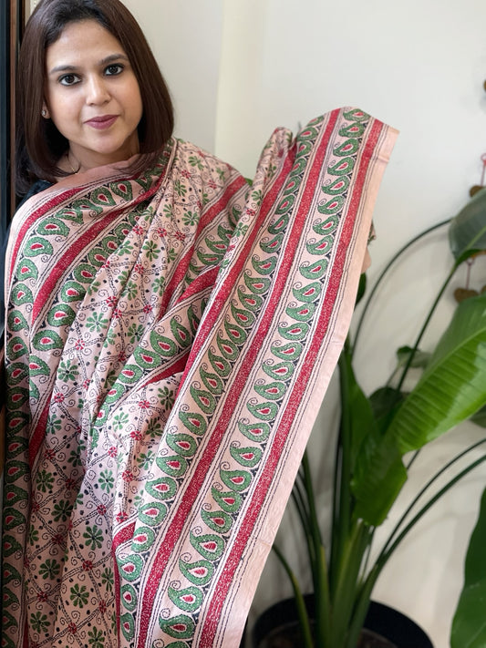 Skin Handmade Nakshi Kantha Dupatta in Pure Silk