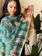 Handpainted Kalamkari Dupatta in Chanderi Silk