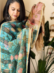 Handpainted Kalamkari Dupatta in Chanderi Silk