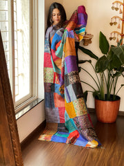 Kantha Patchwork Dupatta in Silk