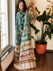 Handpainted Kalamkari Dupatta in Chanderi Silk