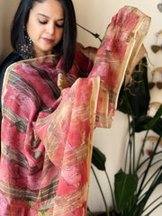 Handpainted Kalamkari Dupatta in Chanderi Silk