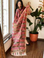 Handpainted Kalamkari Dupatta in Chanderi Silk