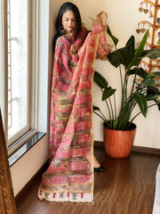 Handpainted Kalamkari Dupatta in Chanderi Silk