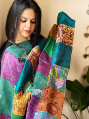 Kantha Patchwork Dupatta in Silk