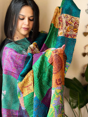 Kantha Patchwork Dupatta in Silk