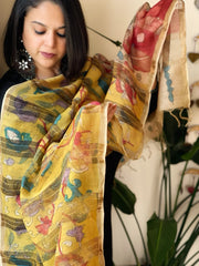 Handpainted Kalamkari Dupatta in Chanderi Silk