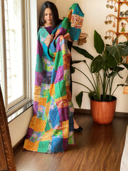 Kantha Patchwork Dupatta in Silk