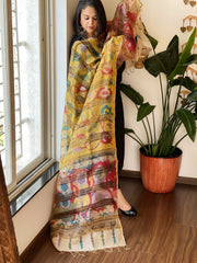 Handpainted Kalamkari Dupatta in Chanderi Silk