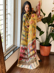 Handpainted Kalamkari Dupatta in Chanderi Silk