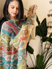 Handpainted Kalamkari Dupatta in Kota Cotton