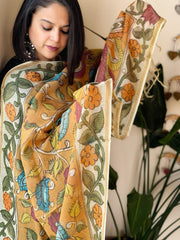 Handpainted Kalamkari Dupatta in Kota Cotton