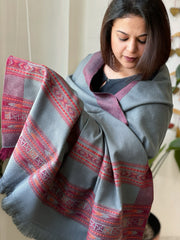 Grey Woven Kullu Woollen Shawl