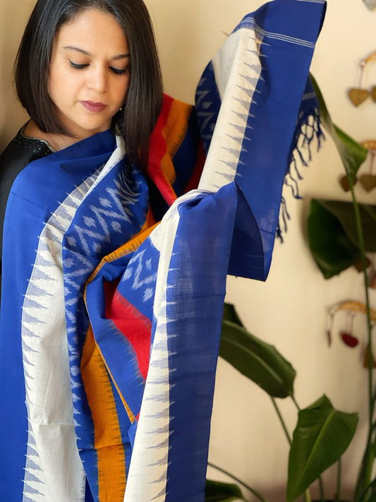 Handwoven Ikat Dupatta in Cotton