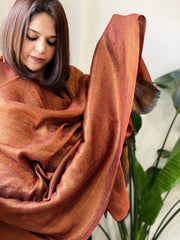 Rust Pashmina Shawl with Zari