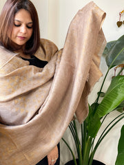 Lite Brown Pashmina Shawl with Zari
