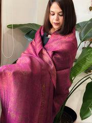 Magenta Pashmina Shawl with Zari