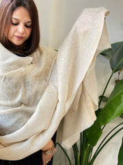 Ivory Pashmina Shawl with Zari