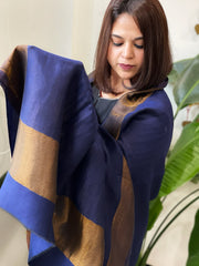 Blue Pashmina Shawl with Zari