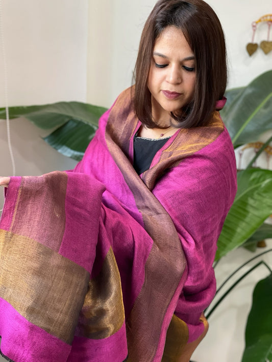 Pink Pashmina Shawl with Zari