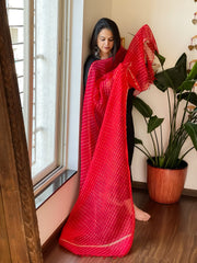 Red Kota Silk Leheriya Dupatta