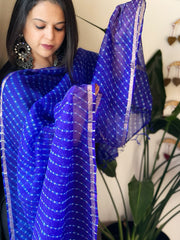 Blue Kota Silk Leheriya Dupatta