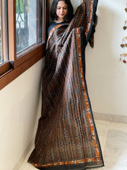Black Handmade Kantha Dupatta in Silk