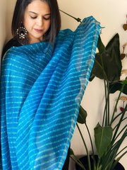 Blue Kota Silk Leheriya Dupatta