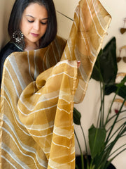 Brown Kota Silk Leheriya Dupatta