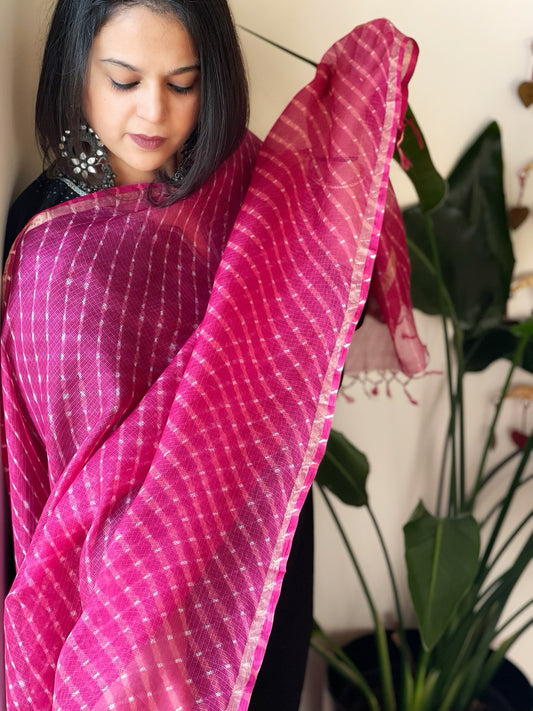 Onion Pink Kota Silk Leheriya Dupatta