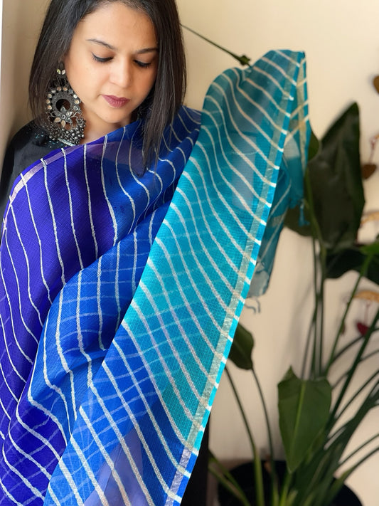 Blue Kota Silk Leheriya Dupatta