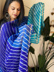 Blue Kota Silk Leheriya Dupatta