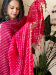 Pink Kota Silk Leheriya Dupatta