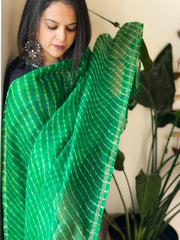 Green Kota Silk Leheriya Dupatta