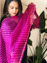 Magenta Kota Silk Leheriya Dupatta