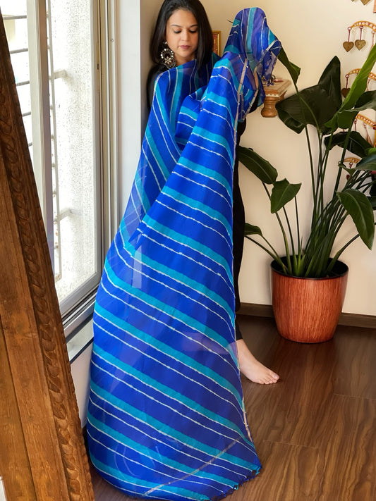 Blue Kota Silk Leheriya Dupatta