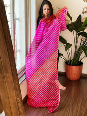 Pink, Orange Kota Silk Leheriya Dupatta