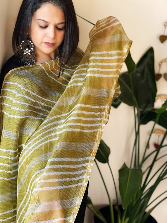 Brown Kota Silk Leheriya Dupatta