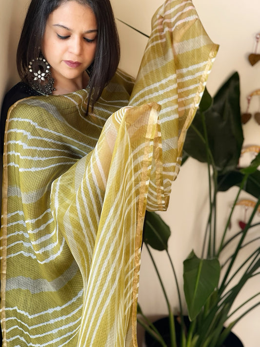 Brown Kota Silk Leheriya Dupatta