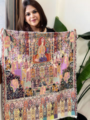 Woven Pashmina Kalamkari Stole with Embroidery