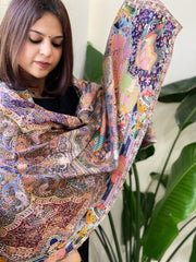 Woven Pashmina Kalamkari Stole with Embroidery