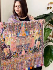 Woven Pashmina Kalamkari Stole with Embroidery