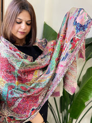 Woven Pashmina Kalamkari Stole with Embroidery
