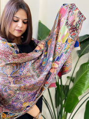 Woven Pashmina Kalamkari Stole with Embroidery