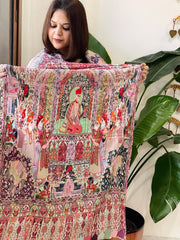 Woven Pashmina Kalamkari Stole with Embroidery