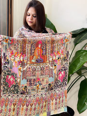 Woven Pashmina Kalamkari Stole with Embroidery