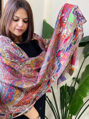 Woven Pashmina Kalamkari Stole with Embroidery