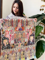 Woven Pashmina Kalamkari Stole with Embroidery